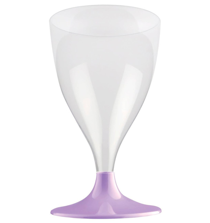 Copa de Plastico Vino con Pie Lila 200ml (20 Uds)