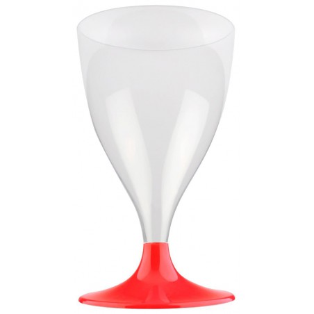 Copa Plástico Vino Pie Rojo Transp. 200ml 2P (400 Uds)