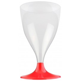 Copa de Plastico Vino con Pie Rojo 200ml (200 Uds)
