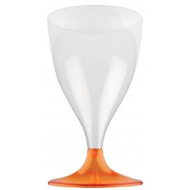 Copa de Plastico Vino con Pie Naranja Transp. 200ml (20 Uds)