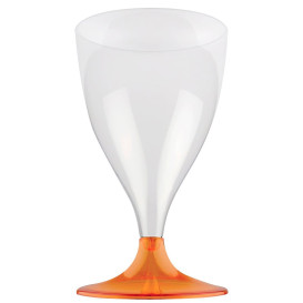 Copa de Plastico Vino con Pie Naranja Transp. 200ml (200 Uds)