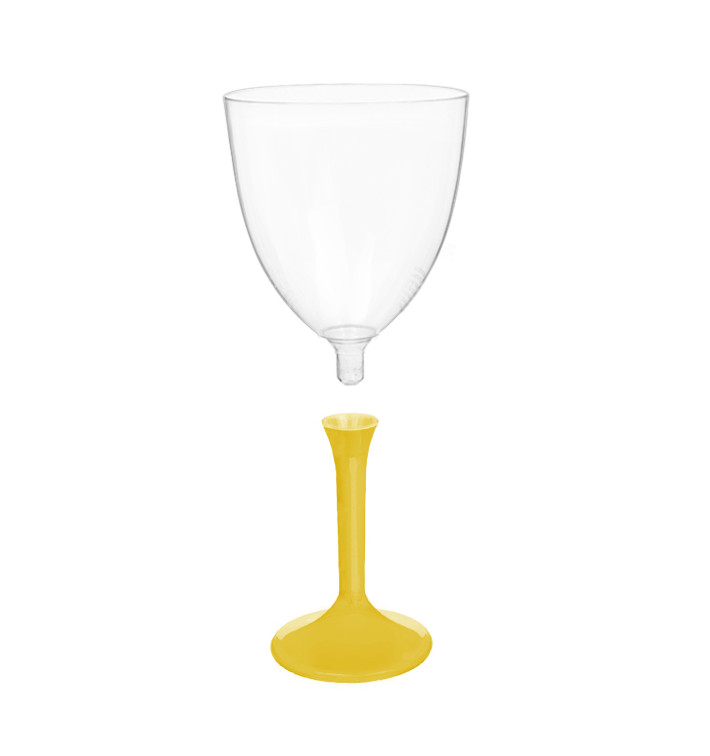 Copa de Plastico Vino con Pie Amarillo 300ml (20 Uds) Copa de Plastico Vino con Pie Amarillo 300ml (20 Uds)