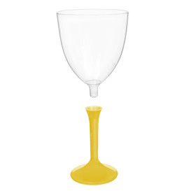 Copa de Plastico Vino con Pie Amarillo 300ml (200 Uds)