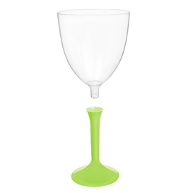 Copa de Plastico Vino con Pie Verde Lima 300ml (20 Uds)