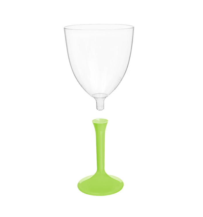 Copa de Plastico Vino con Pie Verde Lima 300ml (200 Uds) Copa de Plastico Vino con Pie Verde Lima 300ml (200 Uds)