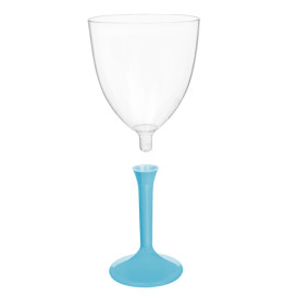 Copa de Plastico Vino con Pie Turquesa 300ml (20 Uds)