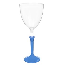 Copa de Plastico Vino con Pie Azul Transp. 300ml (20 Uds)