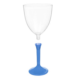 Copa de Plastico Vino con Pie Azul Transp. 300ml (20 Uds)