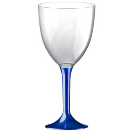 Copa de Plastico Vino con Pie Azul Perlado 300ml (200 Uds)