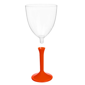 Copa de Plastico Vino con Pie Rojo 300ml (200 Uds)