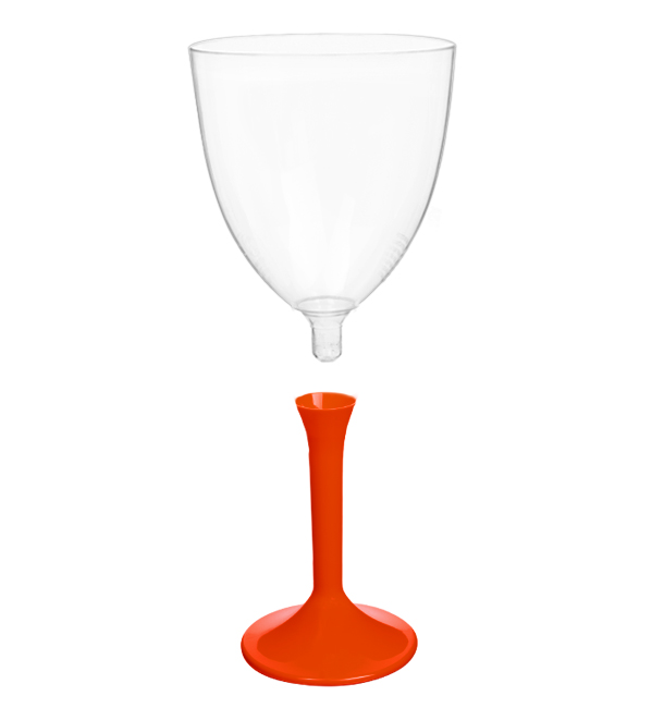 Copa de Plastico Vino con Pie Rojo 300ml (200 Uds)