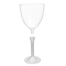 Copa de Plastico Vino con Pie Blanco Perlado 300ml (20 Uds)