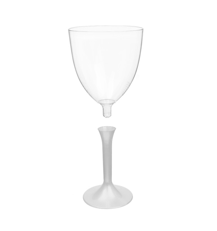 Copa de Plastico Vino con Pie Blanco Perlado 300ml (20 Uds) Copa de Plastico Vino con Pie Blanco Perlado 300ml (20 Uds)