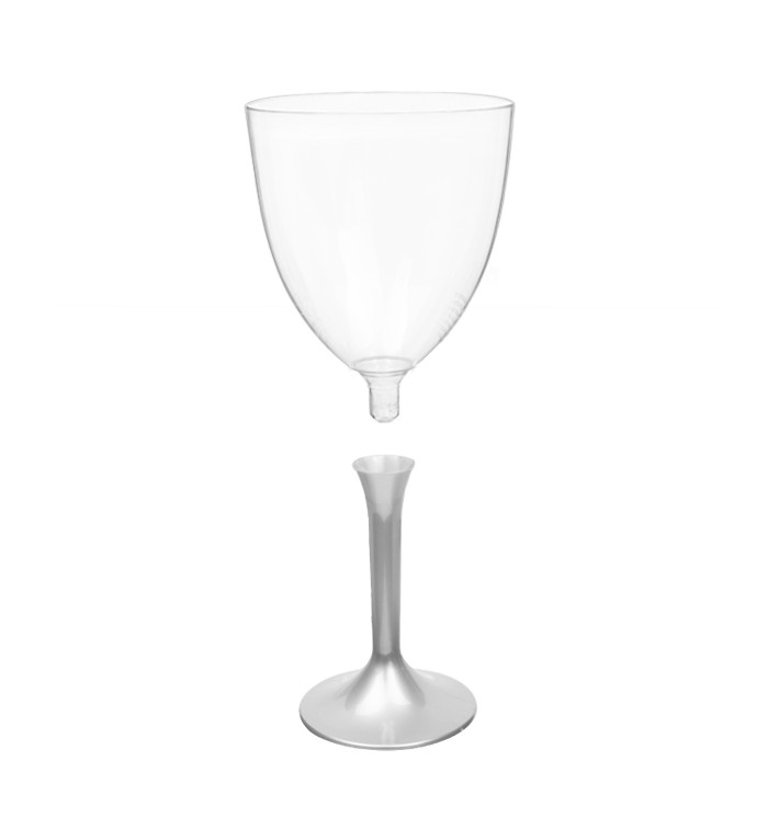Copa de Plastico Vino con Pie Gris 300ml (200 Uds) Copa de Plastico Vino con Pie Gris 300ml (200 Uds)