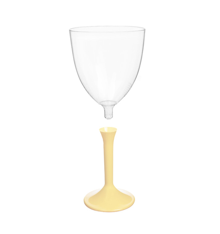 Copa de Plastico Vino con Pie Crema 300ml (200 Uds) Copa de Plastico Vino con Pie Crema 300ml (200 Uds)