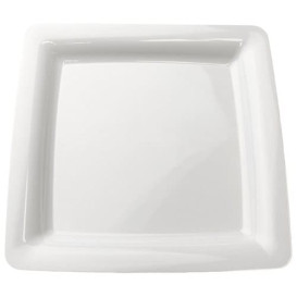 Plato Plastico Cuadrado Extra Rigido Blanco 18x18cm (20 Uds)