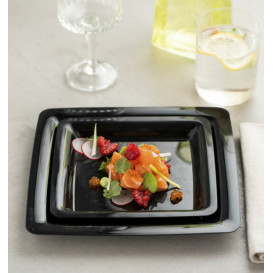 Plato Plastico Cuadrado Extra Rigido Negro 18x18cm (20 Uds)