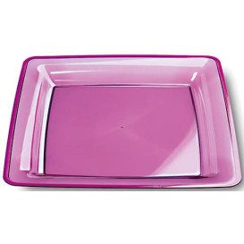 Plato Plastico Cuadrado Extra Rigido Berenjena 22,5x22,5cm (72 Uds)