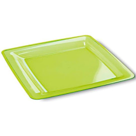 Plato Plastico Cuadrado Extra Rigido Verde 22,5x22,5cm (6 Uds)