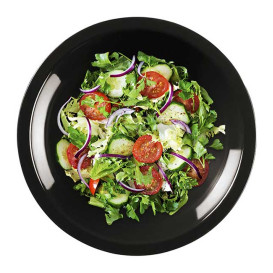 Plato de Plastico Hondo Negro Round PP Ø195mm (50 Uds)