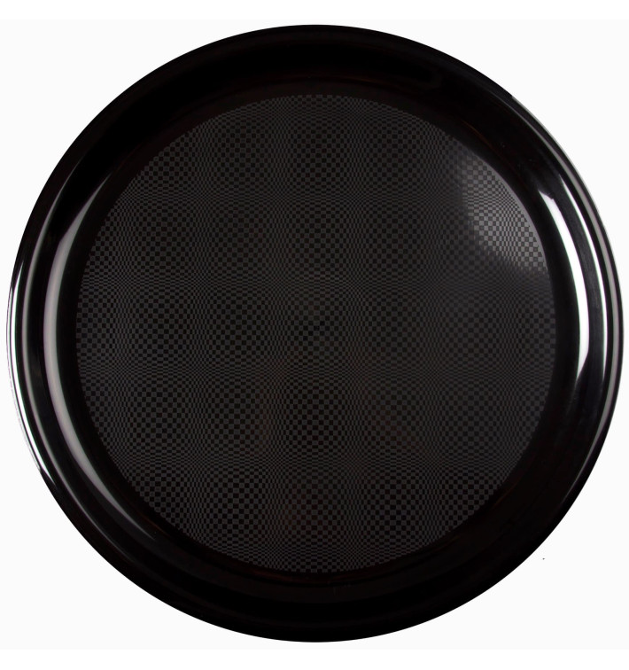 Plato de Plastico para Pizza Negro Round PP Ø350mm (12 Uds)