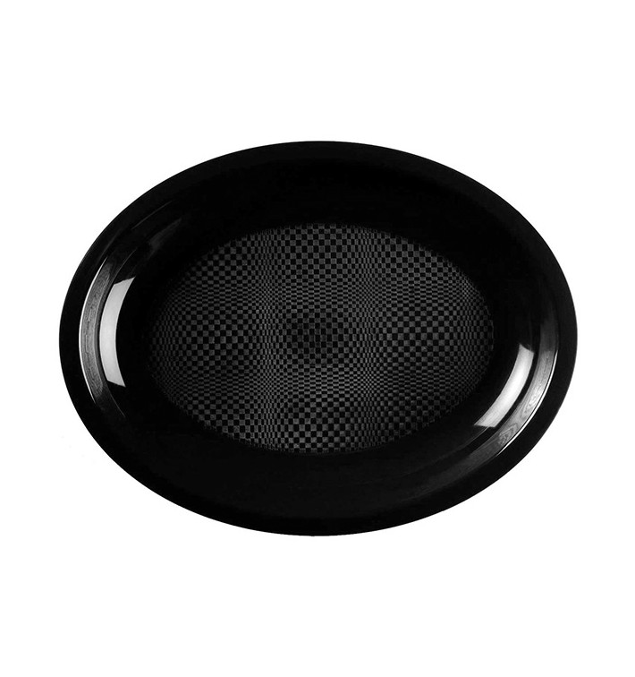 Bandeja Ovalada Negro Round PP 315x220mm (25 Uds)