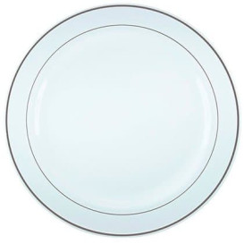 Plato Plastico Extra Rigido con Ribete Plata 15cm (20 Uds)