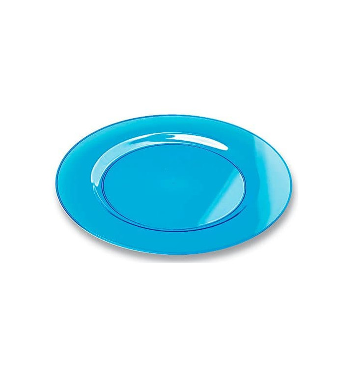 Plato Plastico Redondo Extra Rigido Turquesa 19cm (10 Uds)