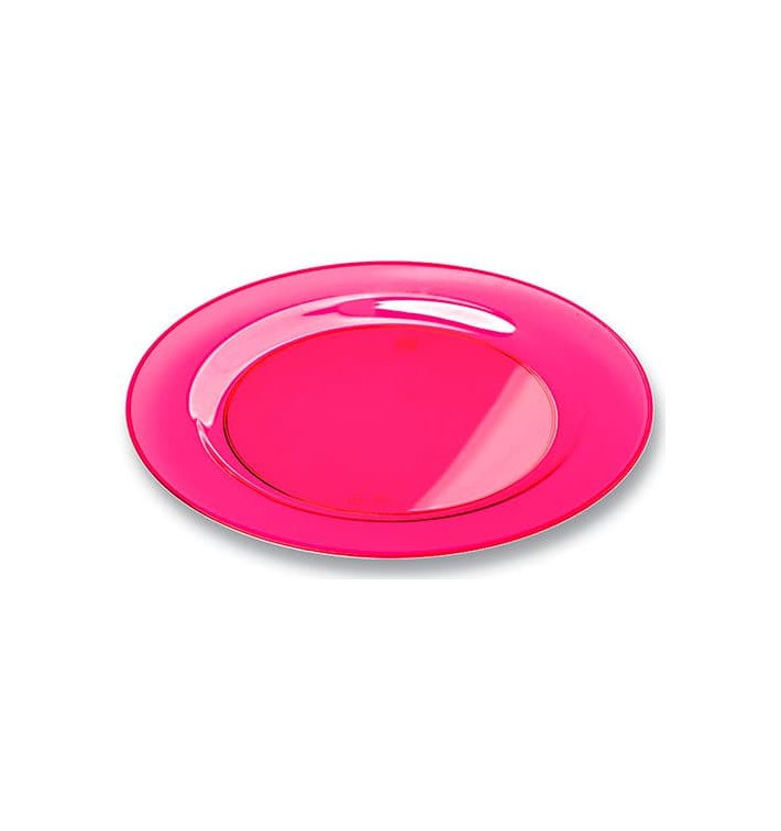 Plato Plastico Redondo Extra Rigido Frambuesa 23cm (90 Uds)