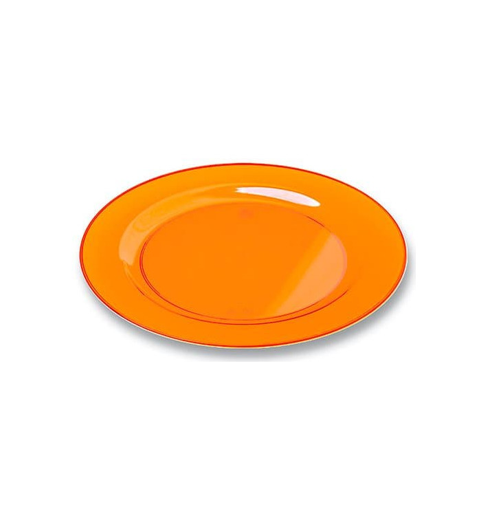 Plato Plastico Redondo Extra Rigido Naranja 19cm (10 Uds)