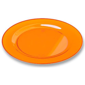 Plato Plastico Redondo Extra Rigido Naranja 26cm (6 Uds)