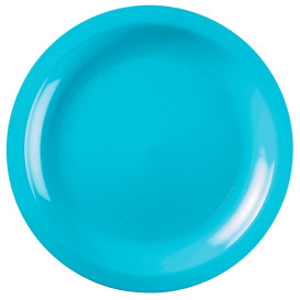 Plato de Plastico Llano Turquesa Round PP Ø220mm (50 Uds)