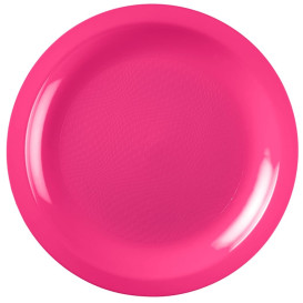 Plato de Plastico Llano Fucsia Round PP Ø185mm (300 Uds)