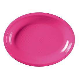 Bandeja Ovalada Fucsia Round PP 315x220mm (25 Uds)