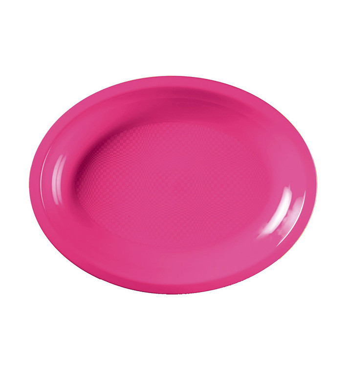 Bandeja Ovalada Fucsia Round PP 315x220mm (25 Uds)