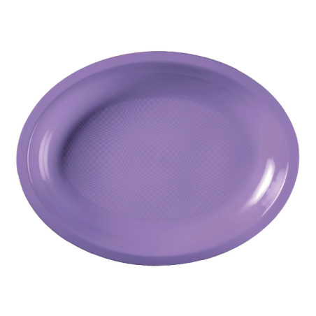 Bandeja Dura Reutilizable PP Ovalada "Round" Lila 31,5x22cm (25 Uds)