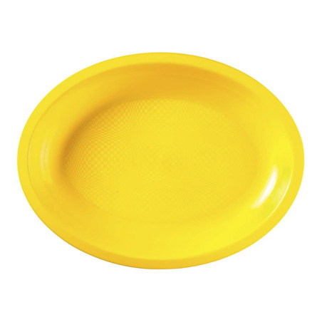 Bandeja Reutilizable PP Ovalada Round Amarillo 31,5x22cm (25 Uds)