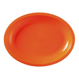 Bandeja Ovalada Naranja Round PP 315x220mm (25 Uds)