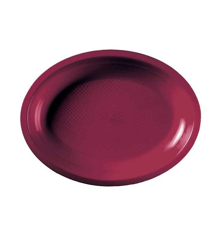 Bandeja Ovalada Burdeos Round PP 315x220mm (25 Uds)