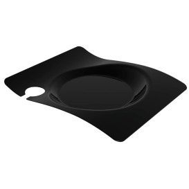 Plato de Plastico "Forma" con Soporte Negro 22x18 cm (12 Uds)
