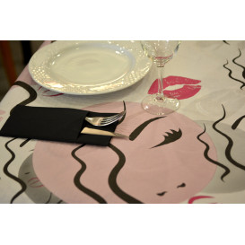 Mantel de Papel Cortado 1x1m "Kiss" 37g (400 Uds)