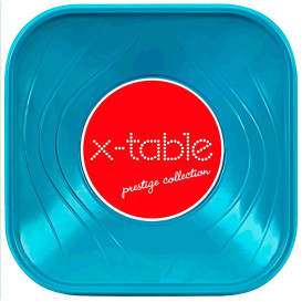 Bol de Plastico PP "X-Table" Cuadrado Turquesa 180x180mm (8 Uds)
