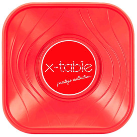 Bol de Plastico PP "X-Table" Cuadrado Rojo 180x180mm (120 Uds)