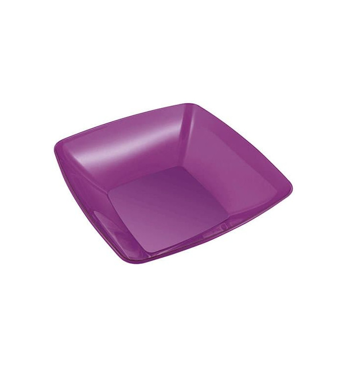 Bol de Plastico Cuadrado Berenjena 28x28cm (20 Uds)