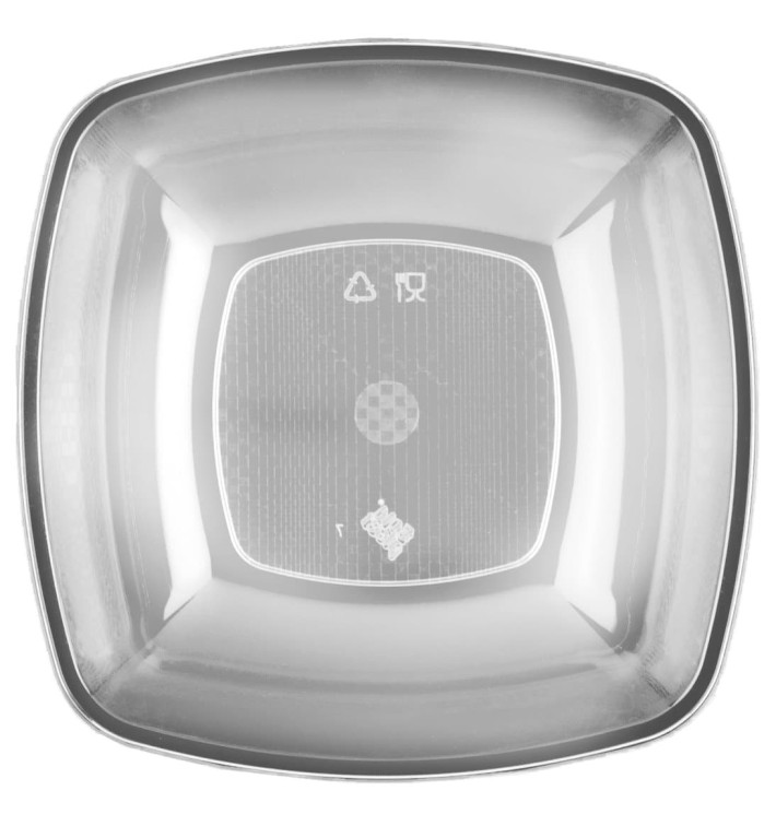 Plato de Plastico Hondo Transparente Square PS 180mm (25 Uds)