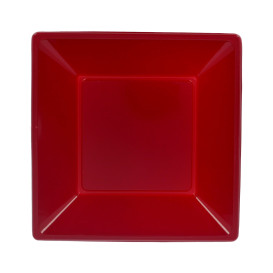 Plato de Plastico Hondo Cuadrado Burdeos 170mm (25 Uds)