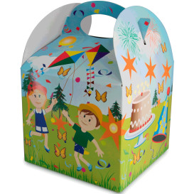 Caja de Menu Infantil Fiesta 131x131x115mm (25 Uds)