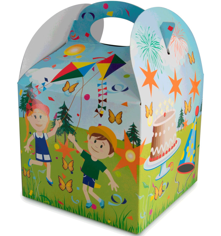 Caja de Menu Infantil Fiesta 131x131x115mm (25 Uds)