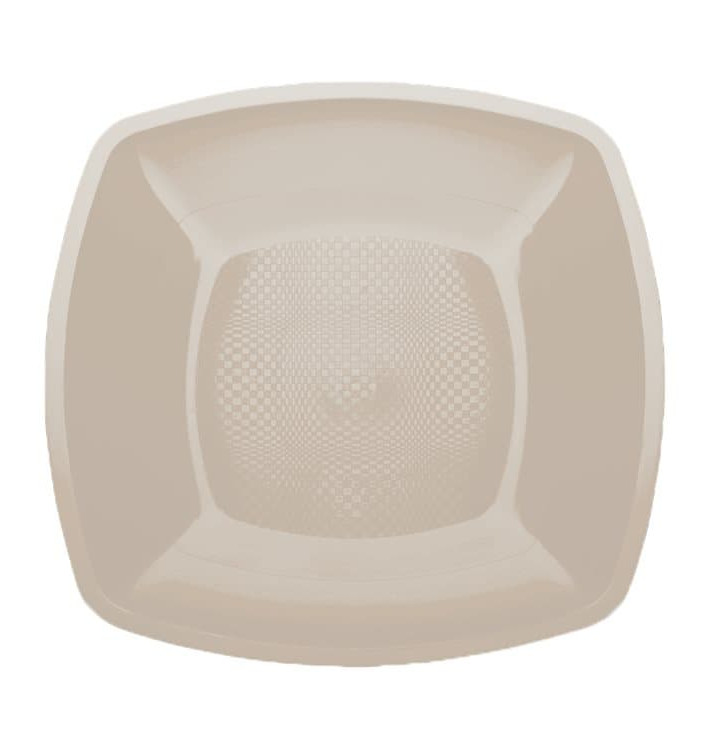 Plato de Plastico Llano Beige Square PP 180mm (25 Uds)