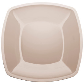 Plato de Plastico Llano Beige Square PS 300mm (12 Uds)